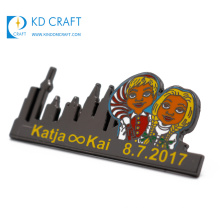 High quality custom metal black nickel plated hard enamel couple lover wedding lapel pin for souvenir